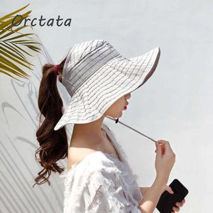 Mulheres Verão Dobrável Sol Hat Cap Anti-UV UV UV UV 50+ Sun Shade Panamá Roll Up Hat Soild Ajustável Algodão Ajustável Grande Grande Grande Visores Boné Y0823
