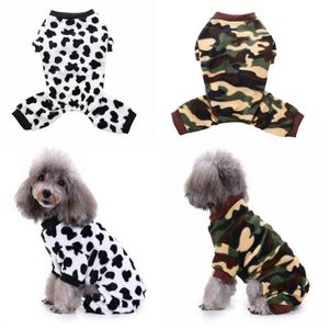 Hundkläder UK husdjur kor dot camouflage pyjamas katt jumpsuits mjuka valp julkläder kostymer