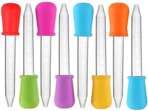 10 kolorów 5ml silikonowe płynne czopy plastikowe pipety Przesyłaj kropelki z żarówką Wskazówka dla Cukierki Kuchnia Kuchnia Kids Gummy Making Formy