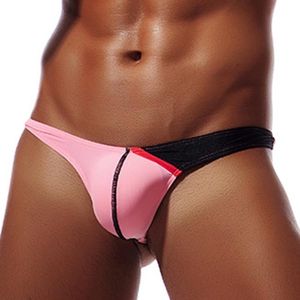 Cuecas retalhos swimwear homens sexy lingerie homem t-back thong e g-string roupa interior masculina mini bikini peni bolsa micro briefs A50