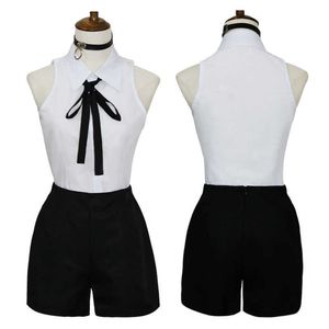 Anime Kettensäge Mann Reze Cosplay Kostüm Outfits Hemd Krawatte Kurze Perücke Hals Ring Frauen Uniform Halloween Y0913