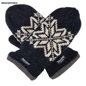 Bruceriver Mens Snowflake Knit Mittens com Thinsulate Quente Forro de Fleece H0818