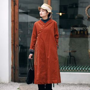 Johnature Sonbahar Kış Pamuk Kadife Çin Tarzı Retro Peluş Sıcak Parkas Coat Kadınlar Moda Tüm Maç Rüzgarlık 210521