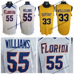 Vintage weiße Schokolade Jason Williams #55 College-Basketball-Trikots 33 DuPont High School genähte Hemden Gelb Herren S-XXL