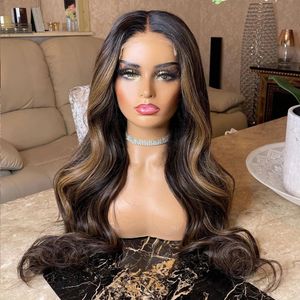 Highlight Wig Human Hair Full Lace Wigs Ombre 360 HDLace Frontal Wig For Black Women Honey Blonde Long Wavy Laces Front Wigss