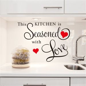 Characters "This Kitchen Is Seasoned With Love" PVC Removable Wall Sticker Decor For Kitchen 210420