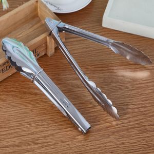 9 inch Stainless Steel Food Tongs Kitchen Tools Lock Design Multifunction BBQ Grill Bake Shop Salad Bread Spaghetti Serving Buffet Clip Clamp JY0537