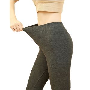 Mulheres leggings lã térmica sem costura primavera outono inverno cor sólida alta elástica cintura calças aquecer roupas 210522