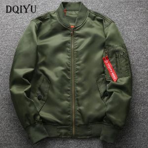 Jaqueta de voo primavera outono moda masculina casaco fino gordo bombardeiro verde militar 6XL