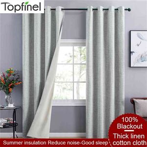 Topfinel tinta unita 100% tenda oscurante per soggiorno lino ispessimento tenda insonorizzata per tende da finestra camera da letto 210913