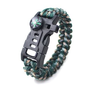 Handgjorda multifunktioner utomhus camping överlevnad visselpipa kompass manschett armband färgglada 550 paracord armband för män