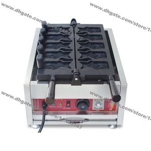 Populär 10x7cm Kommersiell användning Non-Stick 110V 220V Electric 5PCs Ice Cream Fish Waffle Taiyaki Maker Machine Baker Iron Grill