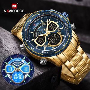 Męskie Sporty Wojskowe Wodoodporne Zegarki Luksusowy Analogowy Quartz Digital Wrist Watch dla Mężczyzn Bright Backlight Gold Zegarki