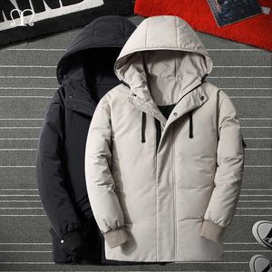 冬の暖かい男性のジャケット厚いカジュアルな冬ジッパーフード付きホワイトアヒルパーカーメンズコートファッションソリッドウインドブレーカーアウトドアホム211015