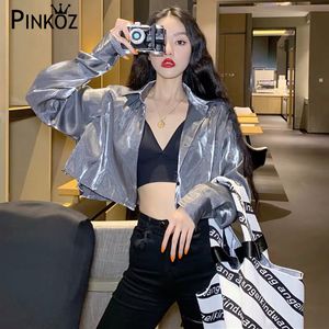 blouse women dark silver loose plus size shirt short tops long sleeve sexy club casual daily summer vetement 210421