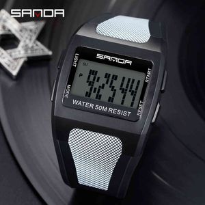 SANDA Watch Men Digital Waterproof Sports Wrist Watches Rectangular Luminous Dial Military Wristwatch Fashion Electronic Clock X0524