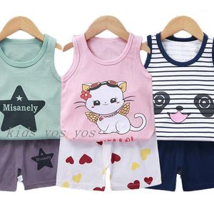 Wholesale cute baby sports clothes resale online - Baby Boys Clothes Casual Tracksuit Cute Cotton Clothing Summer For Babies Vest Pants Kids Sports Outfits M Sets