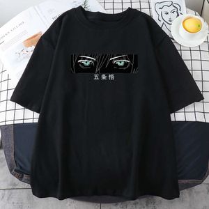 Gojo Satoru Jujustu Kaisen Printing Male T-Shirts Short Sleeve Oversize Clothes Fashion Style Tee Shirt Round Neck Man T-Shirt X0621