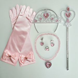 Jewelry Wonderland children's pink clothing electroplating crown magic wand earrings necklace set accessories