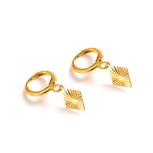 Real 18 K Fine Solid Gold Dangle Chandelier Block Hang Örhängen Kvinnors / Flickor Afrikanska Vackra Etiopiska Smycken Nigeria Present