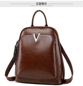 Designer-Damenhandtaschen-Rucksack-Stil, lässig, modisch, Ölwachs-Rindsleder, hochwertige Schulter-Querlatte, Ledertasche