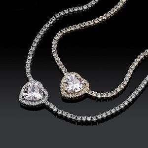 Wholesale gem sets for sale - Group buy Hip Hop Heart shaped GEM PENDANT mm micro set Zircon Necklace for Men women Rapper Jewelry
