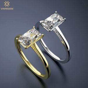 Cluster Rings Vinregem Simple 100% 925 Sterling Silver VVS1 D Color Real Moissanite Diamonds Anello di fidanzamento per coppia Fine Jewelry all'ingrosso