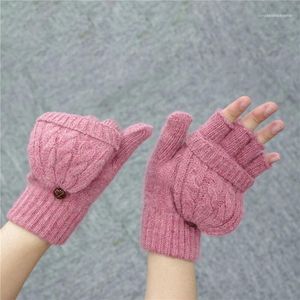 Pięć palców Rękawice damskie Clamshell Moda Twist Dual-Użytkowanie Ciepłe wysokiej jakości pół-palcowe kobiety dla kobiet1