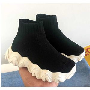 Children Flying Knitting Sock Shoes Boys Girls High-top Running Shoes Fashion Kids Breathable Non-slip Sports Sneakers Shoe 211022