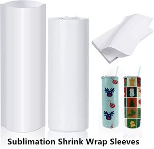 Sublimering Shrink Wrap Sleeves Vit Sublimation Shrink Wrap för rak Tumbler Regular Tumbler Wine Tumbler Värmeöverföring Sublimation Shrink Film 100pcs / Lot