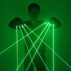 Green Laser luvas Laser Flashfinger Vestir Up LED Robot Fato Brilhante Vestido Bar Festival Music Festival Live Atmosphere Props 211216