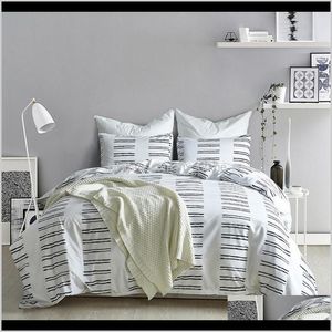 Supplies Textiles Home & Gardenns Black Stripe Printed Bedding Sets Quilt/Duvet/Comforter Er Bedroom 3Pcs Holiday Gift All Size Drop Delivery