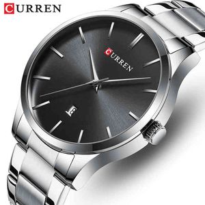 Лучшие роскошные бренд Curren Men Business Watches Дата Водонепроницаемый Кварцевый аналоговый наручные часы Полная стальная мужская Часы Relogio Masculino 210517