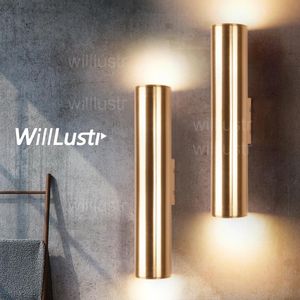 WillLost Alüminyum Duvar Sconce LED LAMP METAL AYDINLAMA TASARIM LAMBLER Şampanya Altın Tüp Işık Boru Minimalizm Lüks