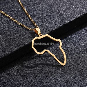 Hollow Stainless Steel Africa map Pendant necklace Hip Hop Gold chains Necklaces for women men fashion jewelry will and sandy