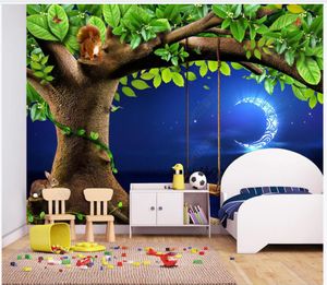 Custom photo wallpapers 3d murals wallpaper Modern Forest tree sky moon children's room background wall papers home decoration