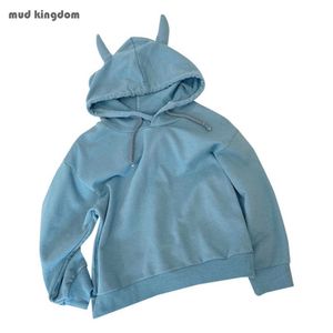 Mudkingdom Bebek Kız Tişörtü Bir Hood ile Hoodies Renkli Vigor Uzun Kollu Kazak Çocuk Giysileri 210615