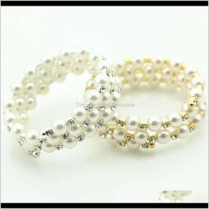 Andra armband smycken droppleverans 2021 modehand prydnader kvinnor diamant pärla två färg multi rad armband juvelygpkh kps2t