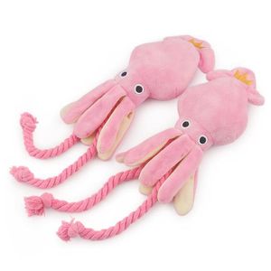 Cartoon Squid Dog Toy Octopus Cute BB Plush Pet Puppy Rope Toys Pink Chew Squeak Toys Forniture per animali domestici