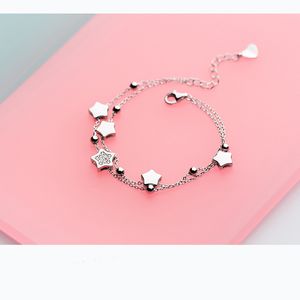 MloveAcc Echt 925 Sterling Silber Multi-schicht Stern Charm Armbänder Frauen Mädchen Mode Schmuck Geschenk Dame