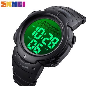 Skmei Sport Fitnwatches Męskie Digital 100M Wodoodporna Wrist Watch Mężczyźni 2 Czas 10 lat Budzik Budzik Reloj Hombre 1560 x0524