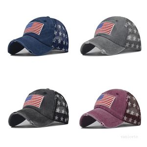 Party Hat USA Cowboy Kepsar Trump Amerikanska Baseball Kepsar Tvättade Distressed US Flags Stjärnor Mesh Cap T2i52360