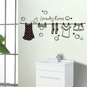 Decorative vinyl laundry drying clothes wall decal art wallpaper poster murals home decoration house decoration SP-031 Y0805