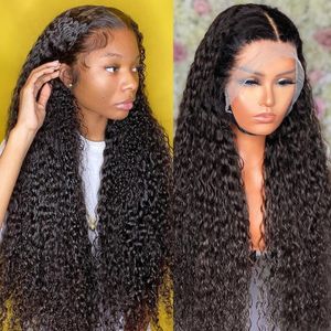 Spetsperuker 13x6 Deep Wave Frontal Peruk Front Människohår För Kvinnor Vatten 38 40 Inch Pre Plocked Brazilian Curly