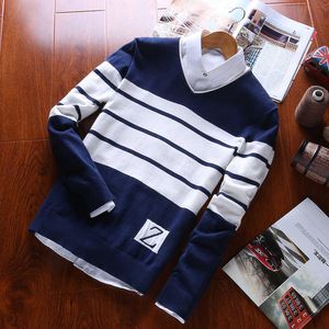 Mens Pullovers Sweaters 100% Cotton V-Neck Long Sleeve For Masculino Casual Clothes Formal Autumn M- Arrival Sweaters 210601