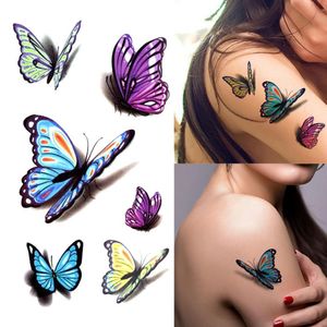 Kvinnors 3D Sexig Tillfällig Tatueringar Vattentät Klistermärke Konst Konst Fake Tatoo Skönhet Flyga Butterfly Pattern Stick Bild