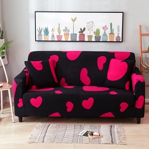 Chaise Couvre Heart Imprimé Sofa Cover Screencovers Protecteur de meubles Élastique Polyester Spandex Form Forme Coussin de canapé souple