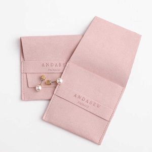 50pcs Customize Business Text Jewelry Packaging Pouches Chic Small Microfiber Bags For Earings Necklace Luxury Jewellery 210724