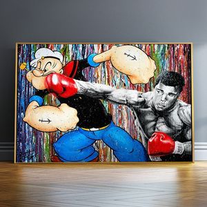 Modern grafiti sanatı boks maçı sanat dekorasyon HD kaliteli anaokulu çocuk çocuk odası resim odası posteri tuval boyama