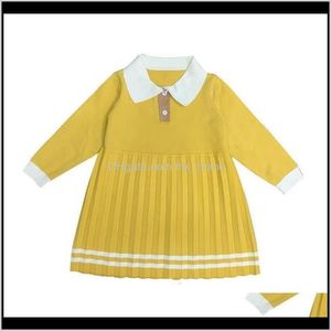 Abbigliamento Bambino Bambini Maternità Drop Delivery 2021 Abiti Ragazze Maglia Manica lunga Primavera Autunno Lady Baby Ruffle Risvolto Maglione lavorato a maglia Ragazza